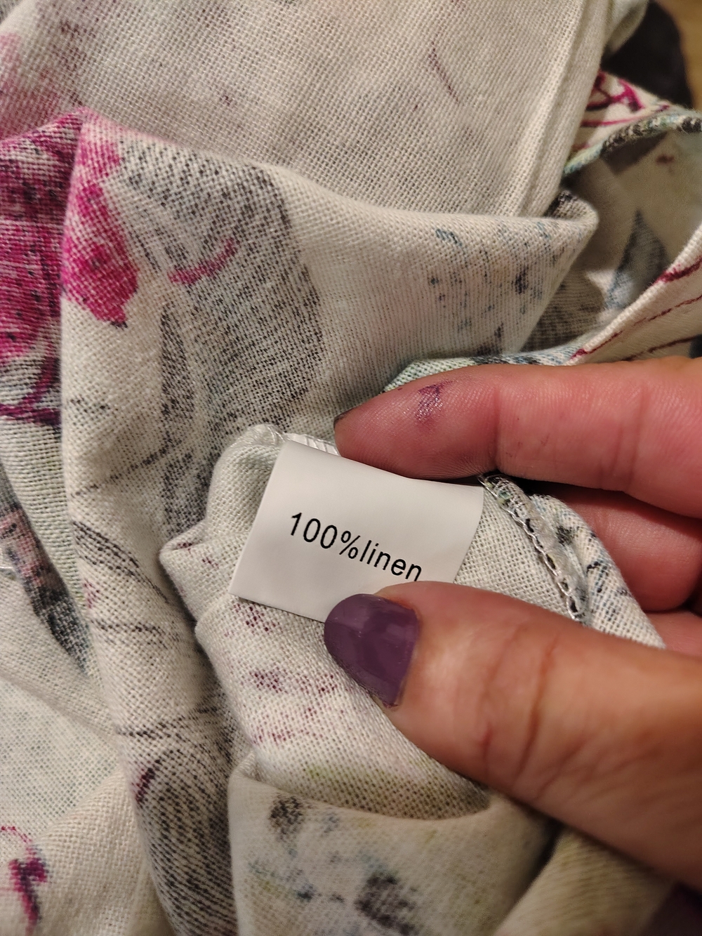 Tropical Linen Floral Maxi Dress in White and Pink 3x - Picture 12 of 12